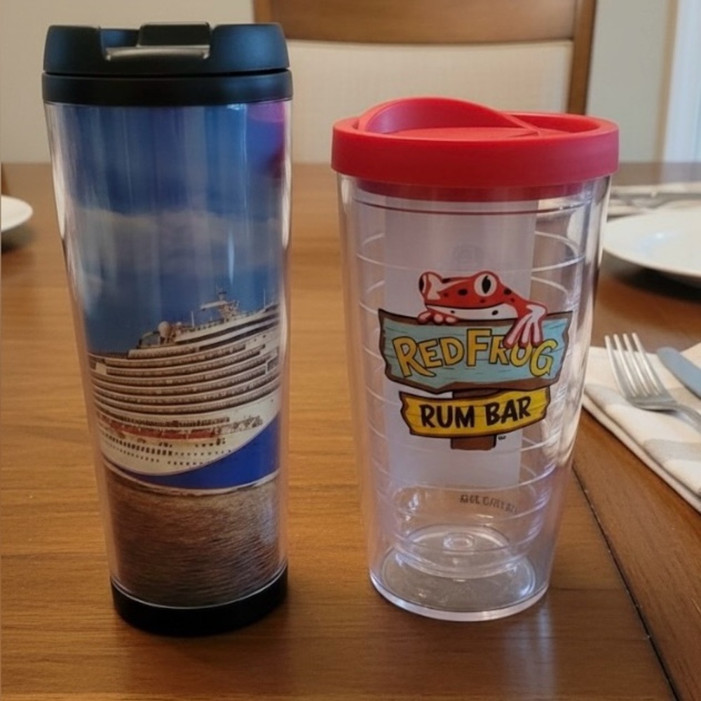 New Carnival Cruise Photo Tumbler & Red Frog Pub Cold Hot Coffee Collector